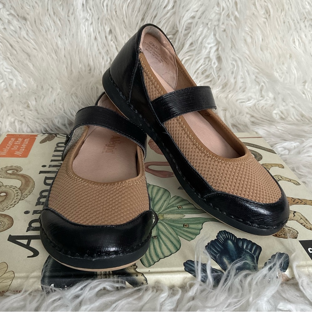 Alegria Black and Tan Mary Jane Shoes